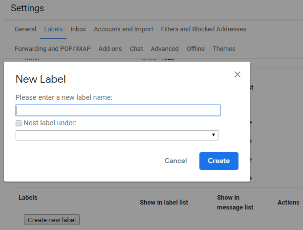 New Gmail - Create New Label