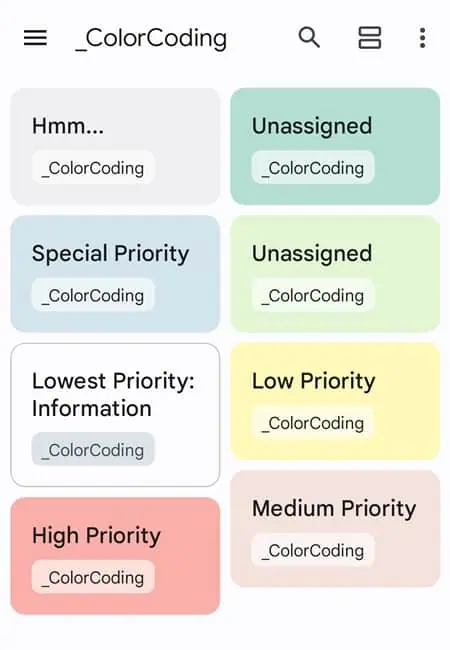 Google Keep - Color Code
